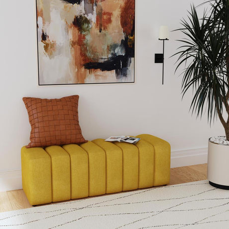 Summer Mustard Yellow Upholstered Channel Tufted Accent Bench by Coaster at Eve Furniture