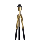 Sway Brassed Gold Floor Lamp with On/Off Switch Triple Legs White Fabric Shade by Ashcroft Imports at Eve Furniture