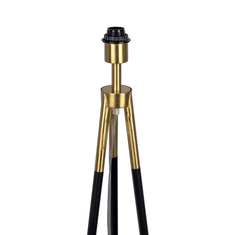 Sway Brassed Gold Floor Lamp with On/Off Switch Triple Legs White Fabric Shade by Ashcroft Imports at Eve Furniture