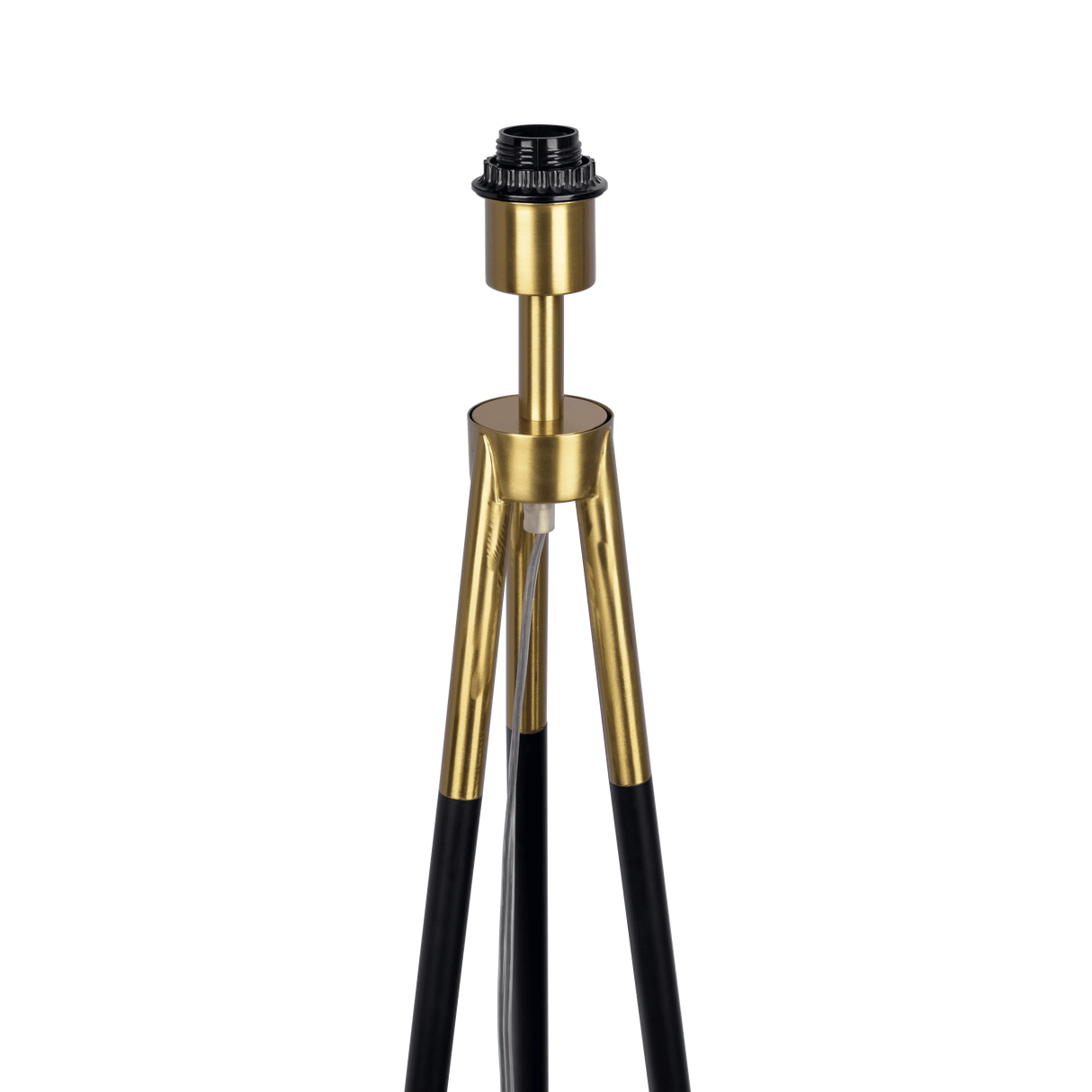 Sway Brassed Gold Floor Lamp with On/Off Switch Triple Legs White Fabric Shade by Ashcroft Furniture at Eve Furniture