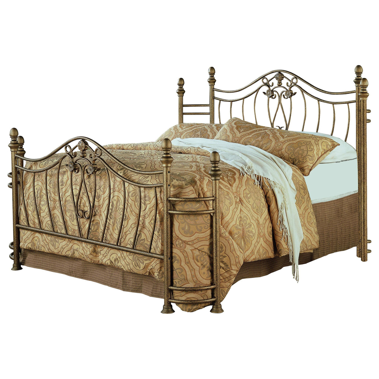 Sydney Brushed Gold Metal Queen Open Frame Bed by Coaster at Eve Furniture