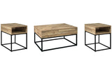 Gerdanet Natural Coffee Table and 2 End Tables