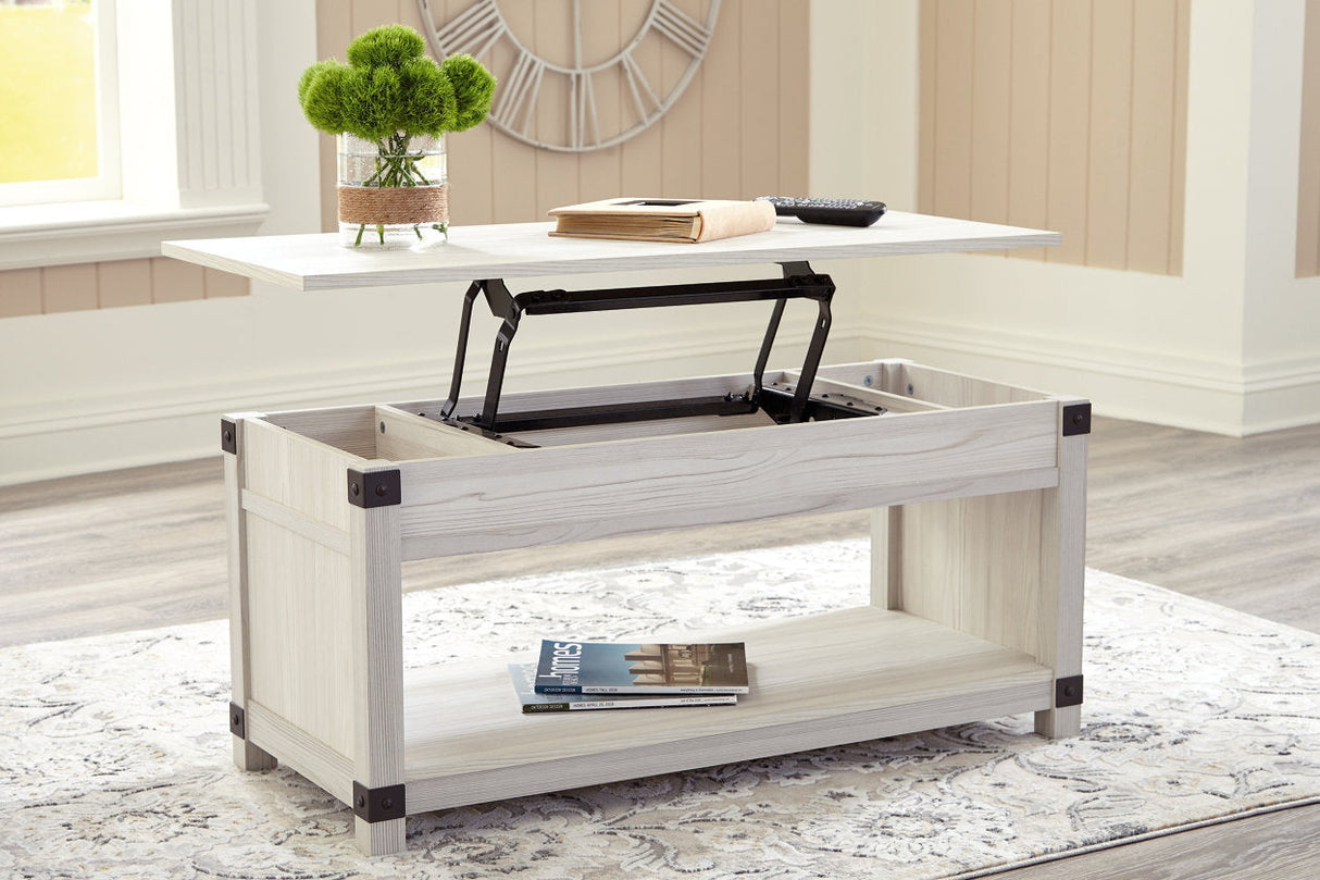 Bayflynn Whitewash Lift-Top Coffee Table