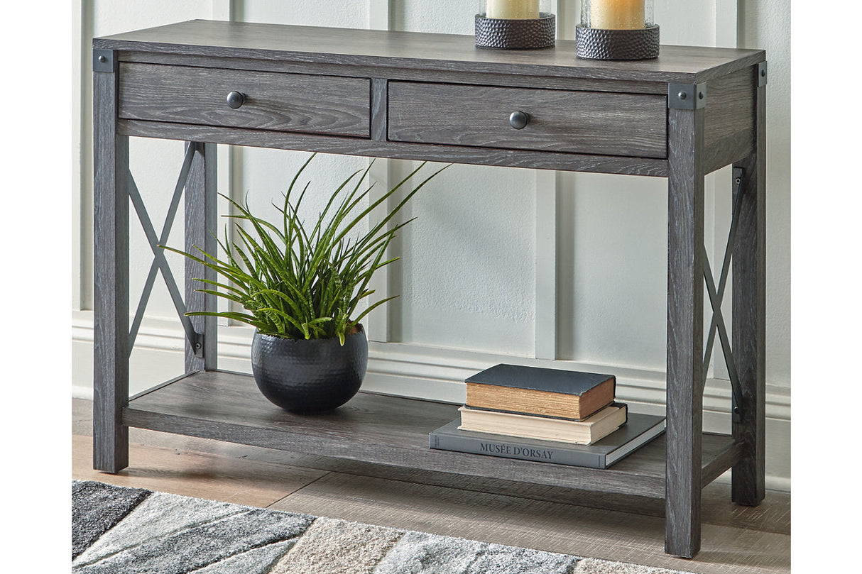 Freedan Grayish Brown Sofa/Console Table