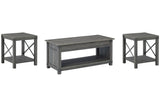 Freedan Grayish Brown Coffee Table and 2 End Tables