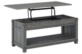 Freedan Grayish Brown Lift-Top Coffee Table