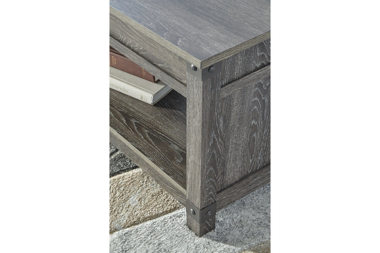 Freedan Grayish Brown Lift-Top Coffee Table