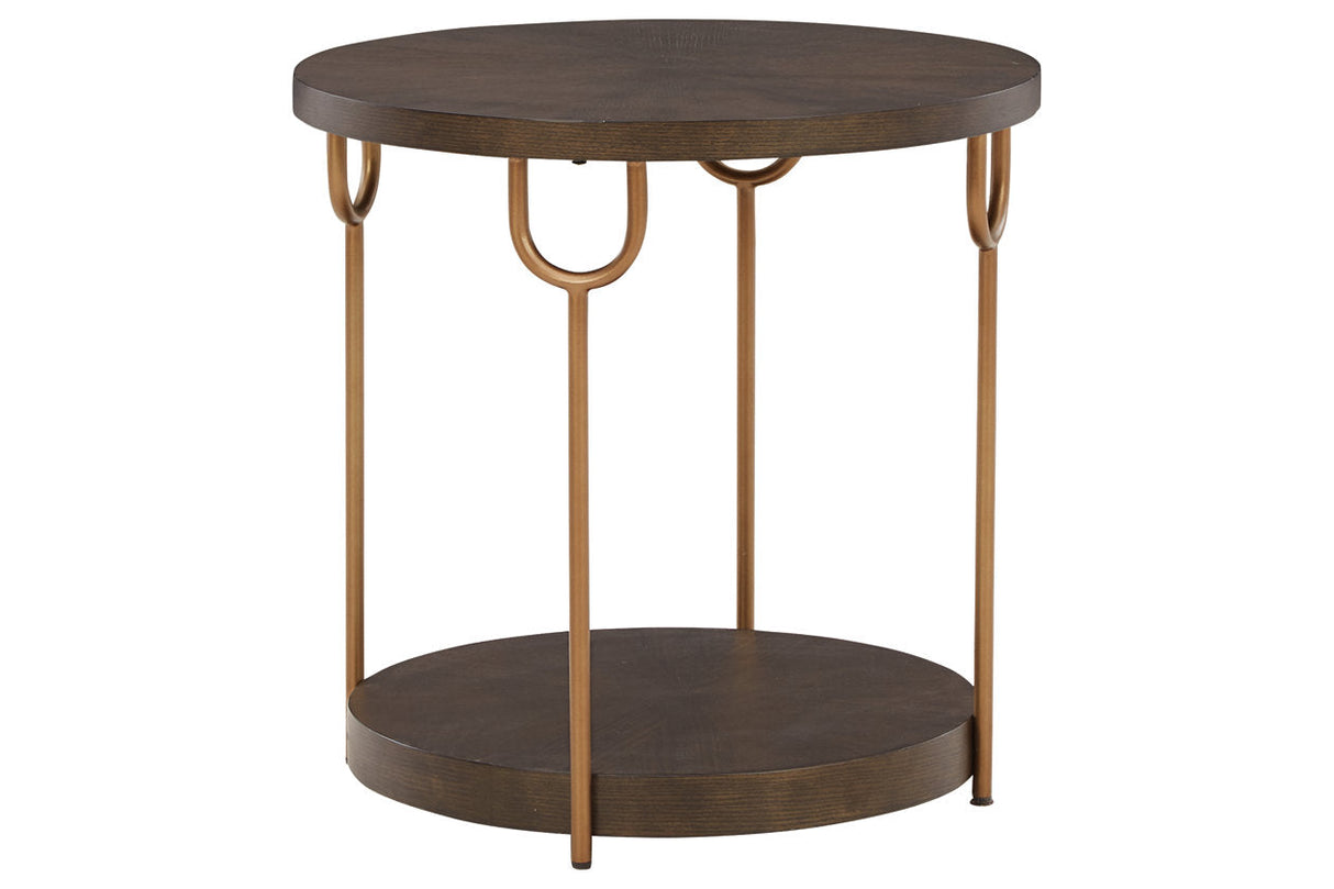 Brazburn Dark Brown/Gold Finish End Table