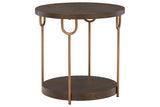 Brazburn Dark Brown/Gold Finish End Table