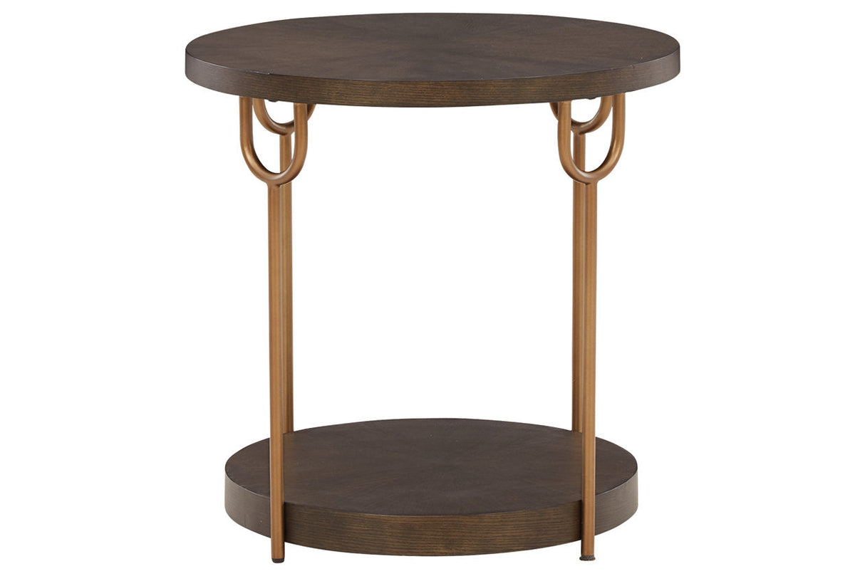 Brazburn Dark Brown/Gold Finish End Table