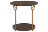 Brazburn Dark Brown/Gold Finish End Table