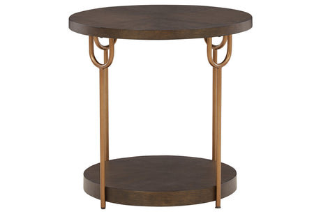 Brazburn Dark Brown/Gold Finish End Table