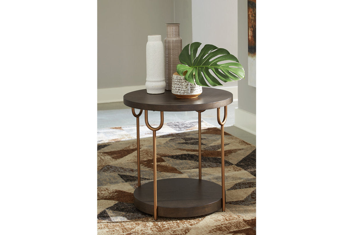 Brazburn Dark Brown/Gold Finish Coffee Table and 2 End Tables