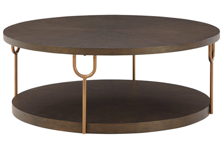 Brazburn Dark Brown/Gold Finish Coffee Table