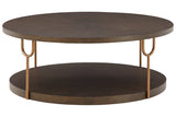 Brazburn Dark Brown/Gold Finish Coffee Table