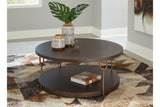 Brazburn Dark Brown/Gold Finish Coffee Table and 2 End Tables