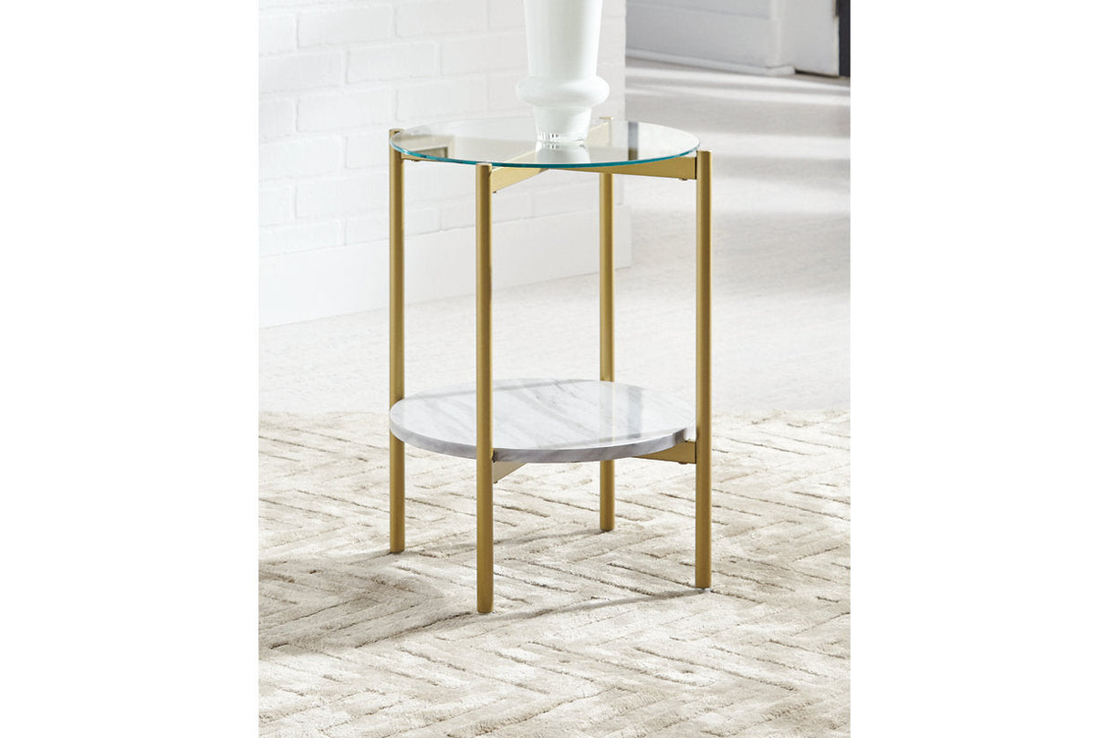 Wynora White/Gold End Table