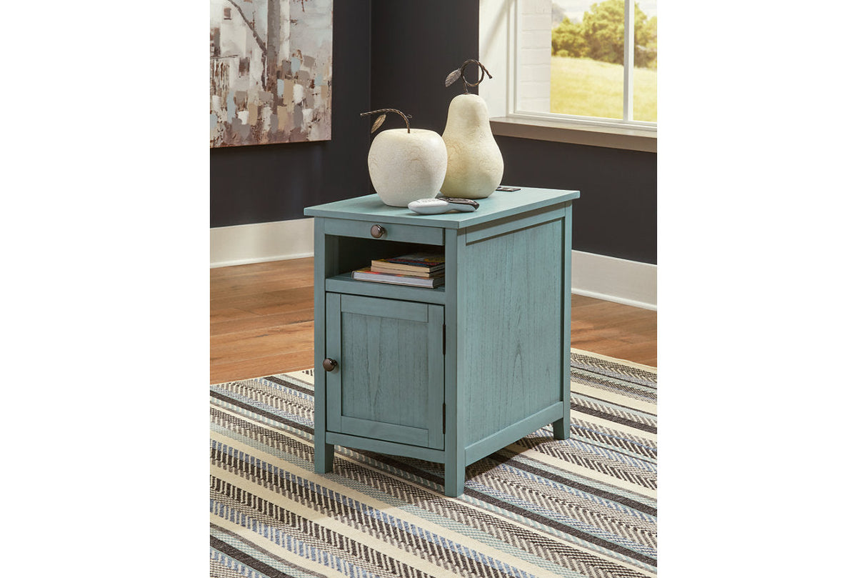 Treytown Teal Chairside End Table Default Title by Ashley - Eve Furniture