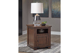 Budmore Brown End Table with USB Ports & Outlets