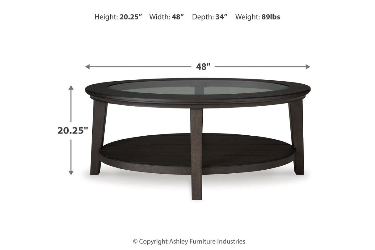 Celamar Dark Brown Coffee Table and 1 End Table