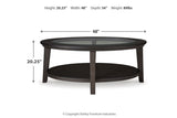 Celamar Dark Brown Coffee Table and 1 End Table