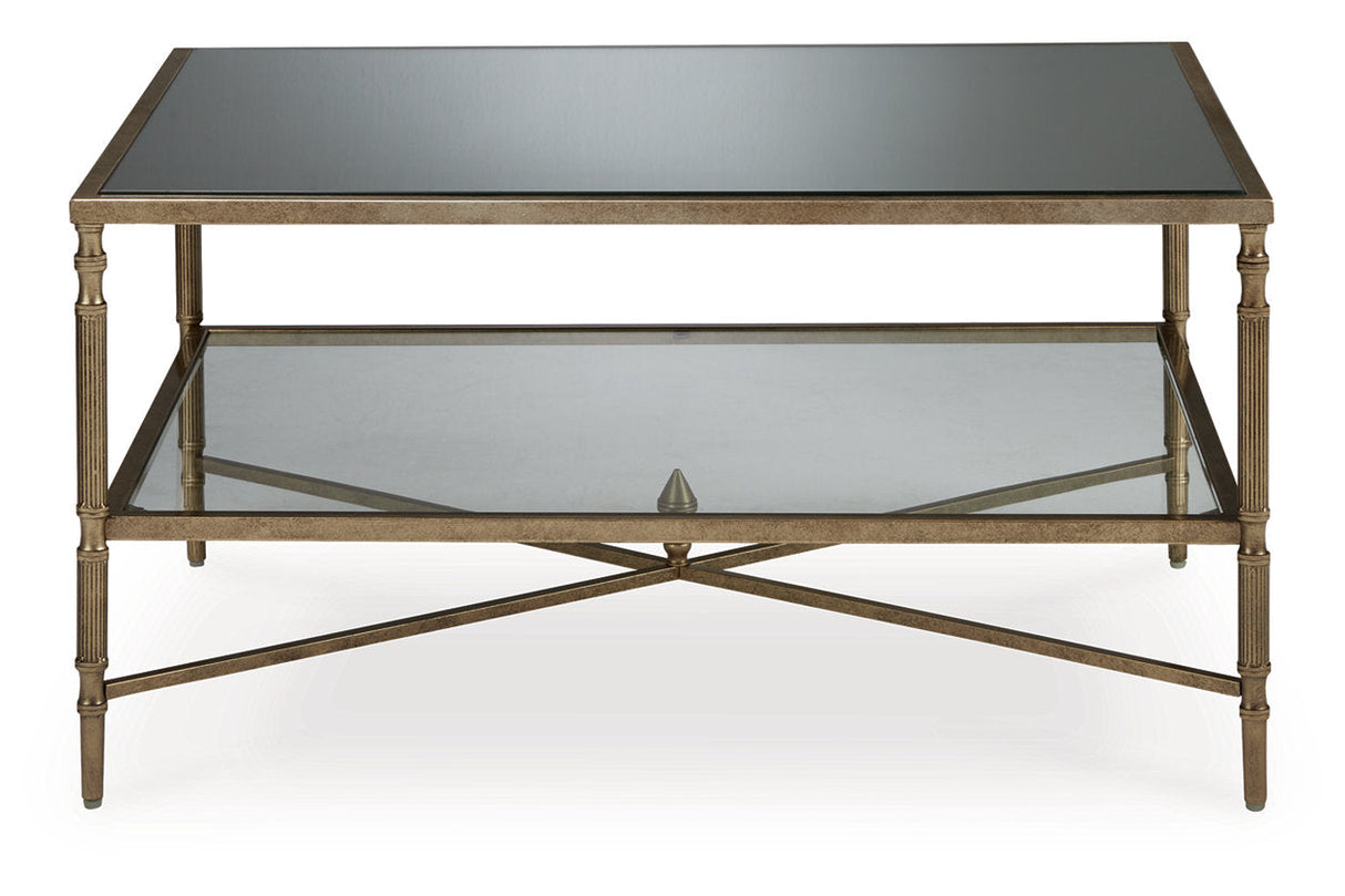 Cloverty Aged Gold Finish Coffee Table and 2 End Tables