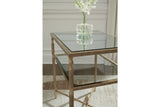 Cloverty Aged Gold Finish Coffee Table and 2 End Tables