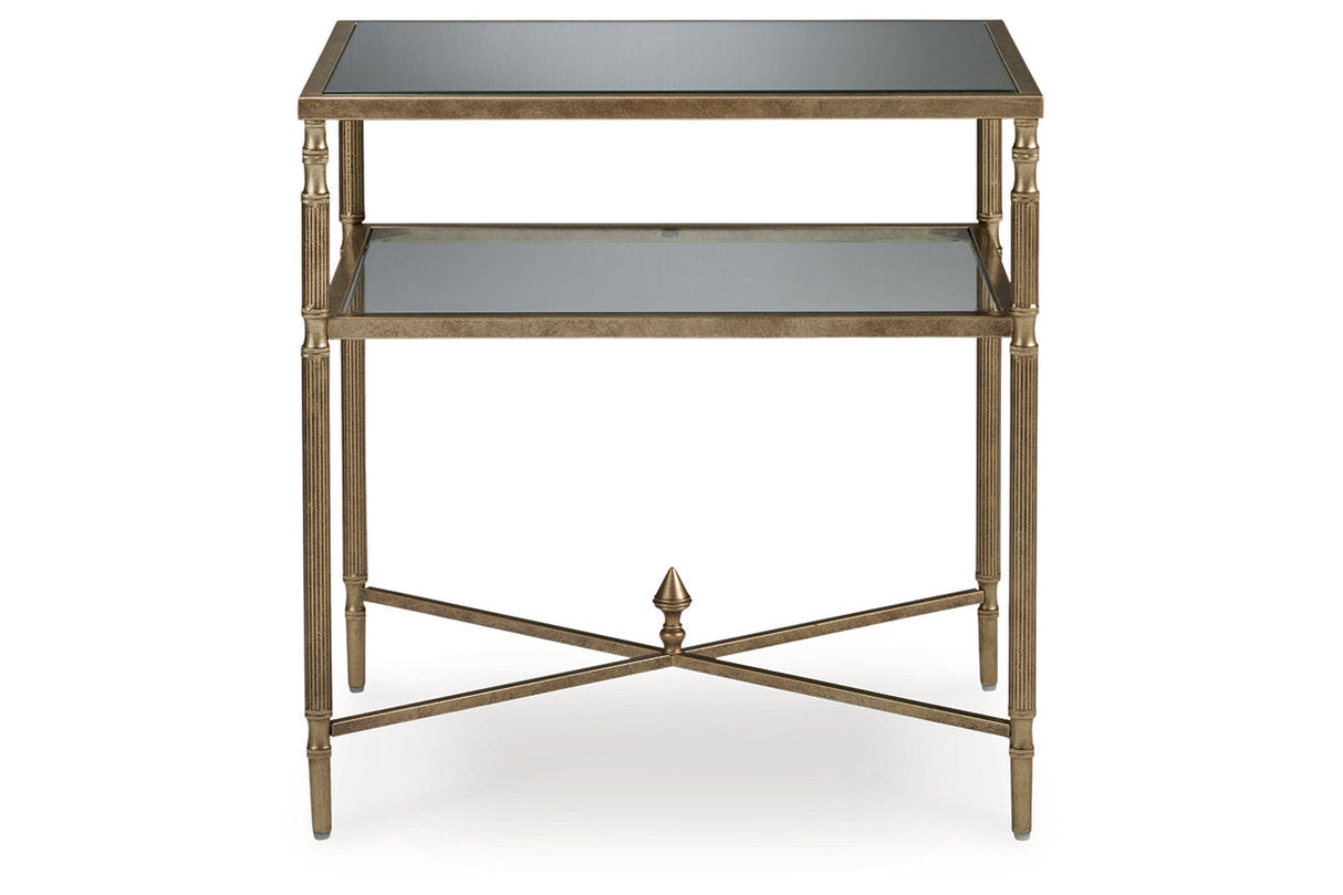 Cloverty Aged Gold Finish Coffee Table and 2 End Tables