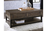 Johurst Grayish Brown Coffee Table with Lift Top