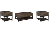 Johurst Grayish Brown Lift-top Coffee Table and 2 End Tables