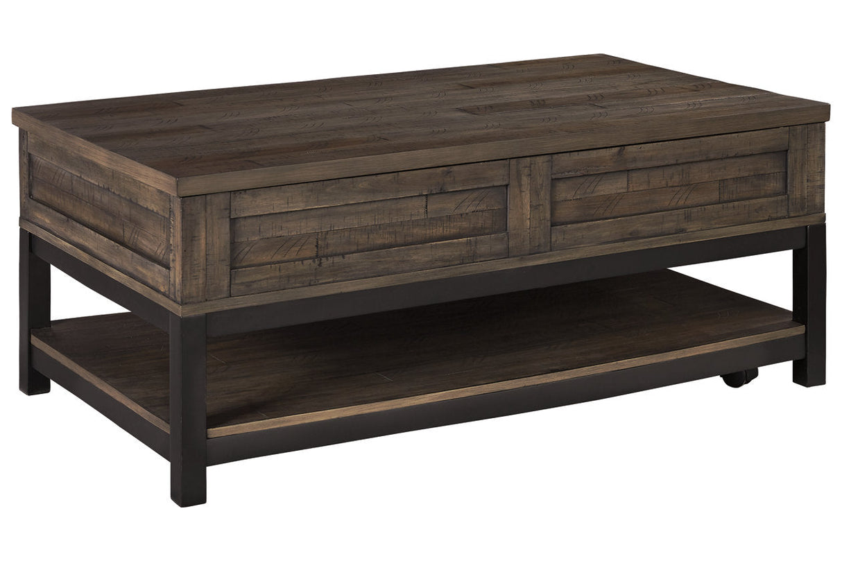 Johurst Grayish Brown Coffee Table with Lift Top