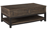 Johurst Grayish Brown Coffee Table with Lift Top