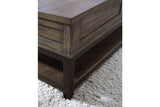 Johurst Grayish Brown Coffee Table with Lift Top