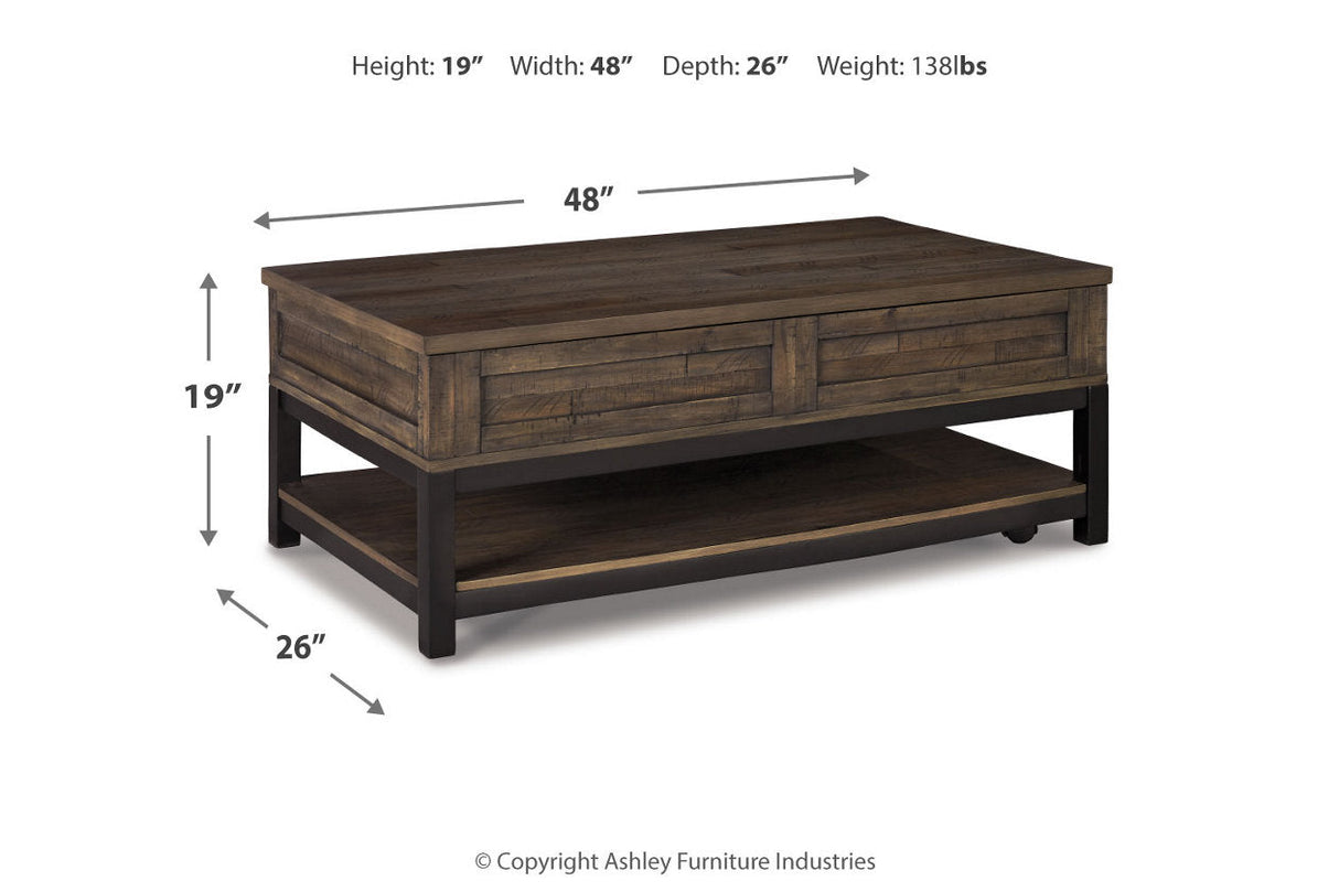 Johurst Grayish Brown Lift-top Coffee Table and 2 End Tables