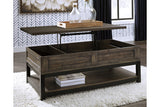 Johurst Grayish Brown Coffee Table with Lift Top