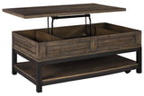 Johurst Grayish Brown Coffee Table with Lift Top