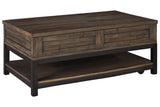 Johurst Grayish Brown Coffee Table with Lift Top