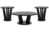 Chasinfield Dark Brown Coffee Table and 2 End Tables