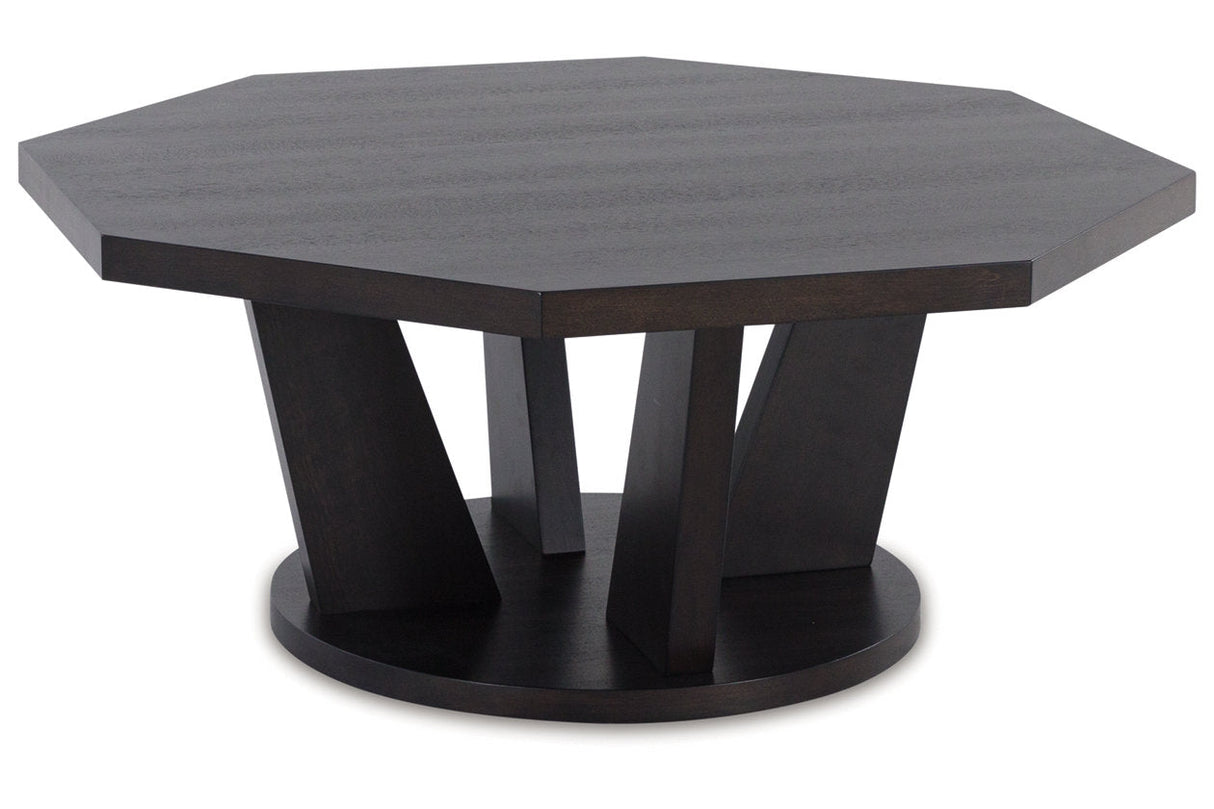 Chasinfield Dark Brown Coffee Table and 2 End Tables