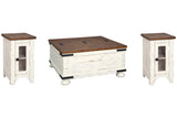 Wystfield White/Brown Coffee Table and 2 Chairside End Tables