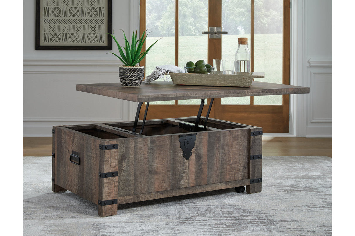 Hollum Rustic Brown Lift-top Coffee Table and 2 End Tables