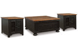 Valebeck Black/Brown Coffee Table and 2 End Tables