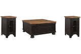 Valebeck Black/Brown Coffee Table and 2 Chairside End Tables