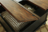 Valebeck Black/Brown Coffee Table with Lift Top