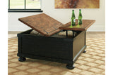 Valebeck Black/Brown Coffee Table with Lift Top