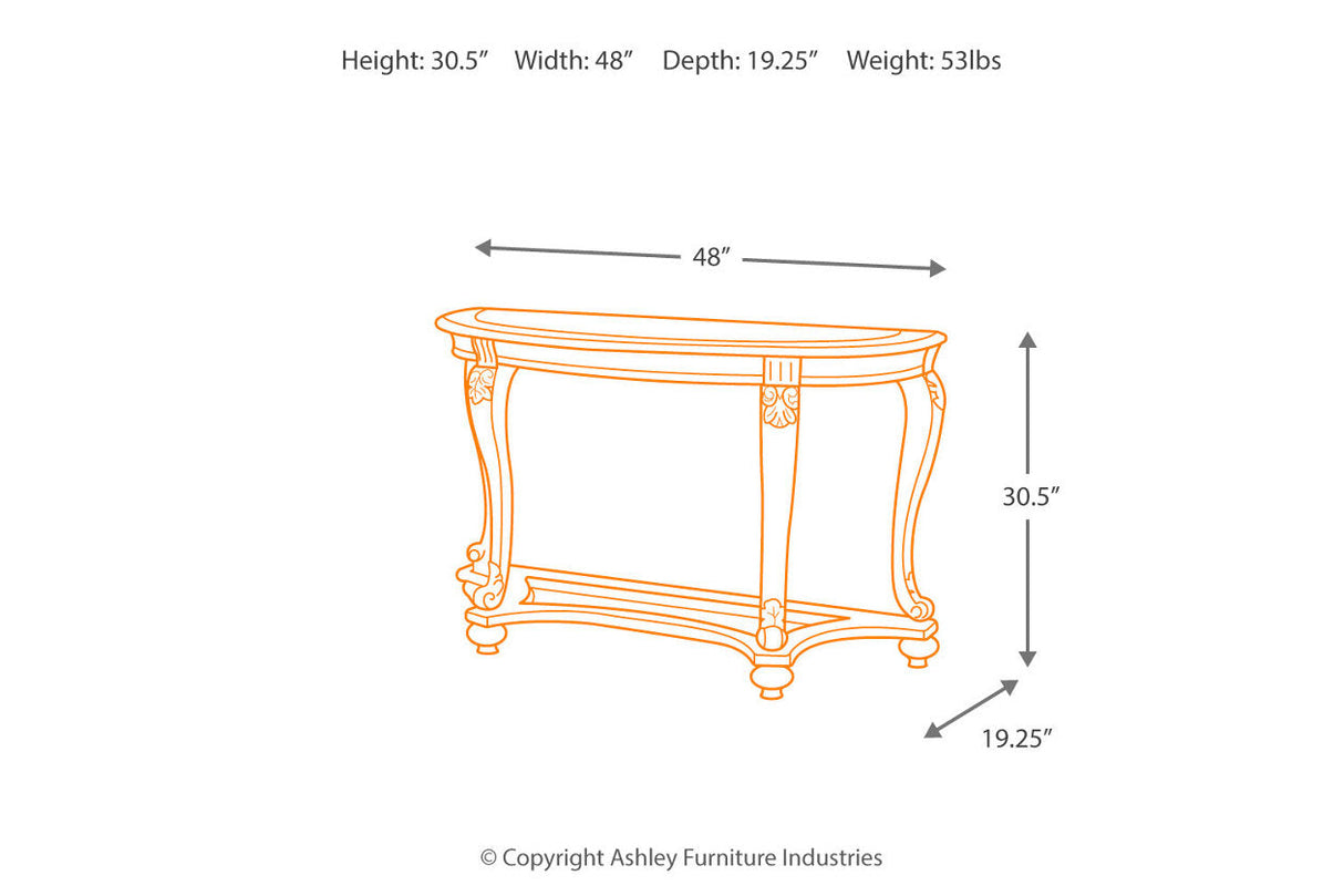 Norcastle Dark Brown Sofa/Console Table