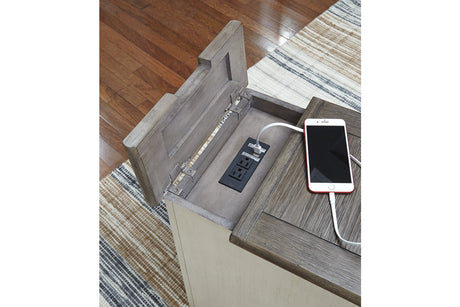 Bolanburg Two-tone Chairside End Table with USB Ports & Outlets