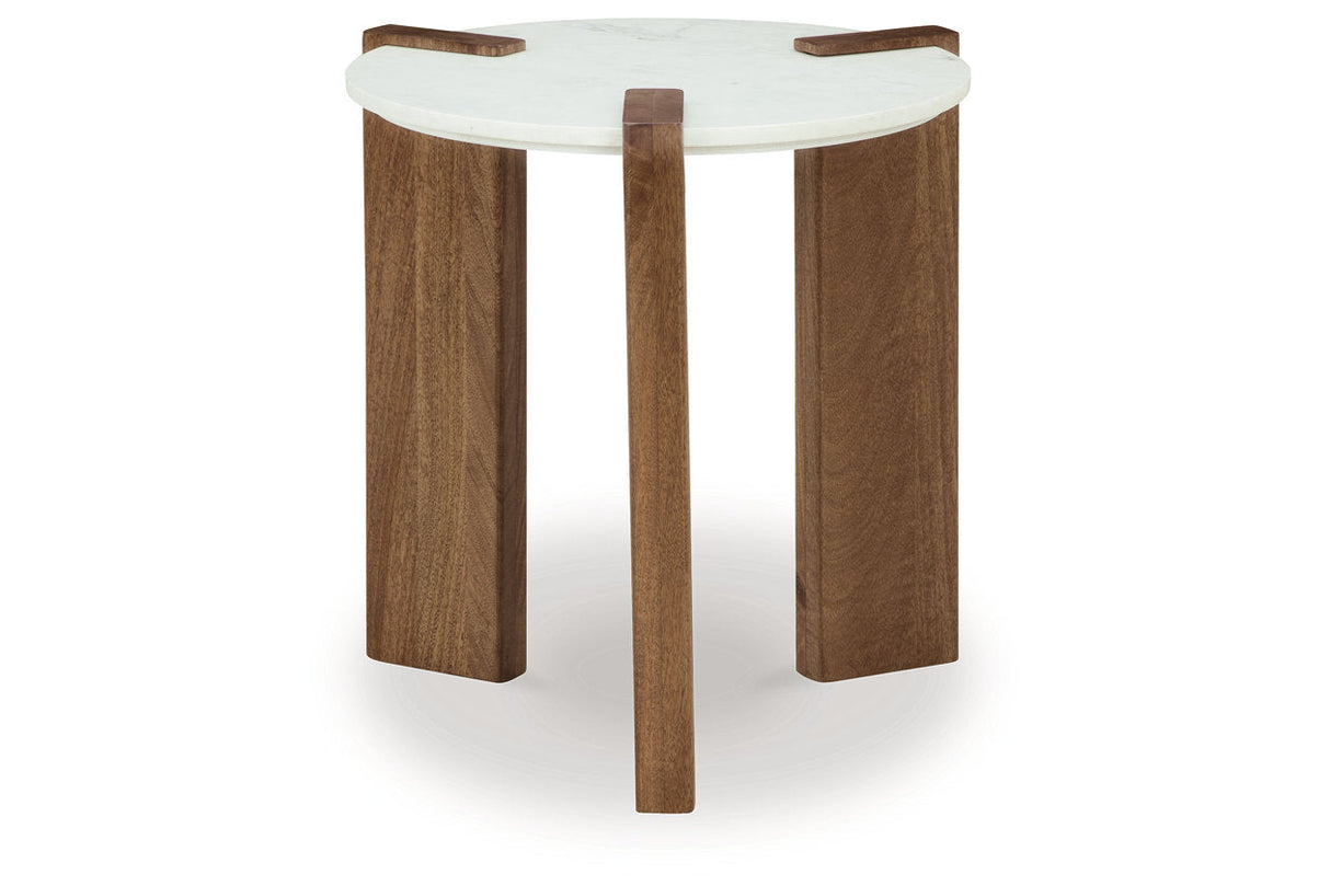 Isanti White/Brown Coffee Table and 2 End Tables