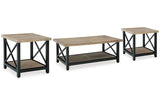 Bristenfort Brown/Black Coffee Table and 2 End Tables