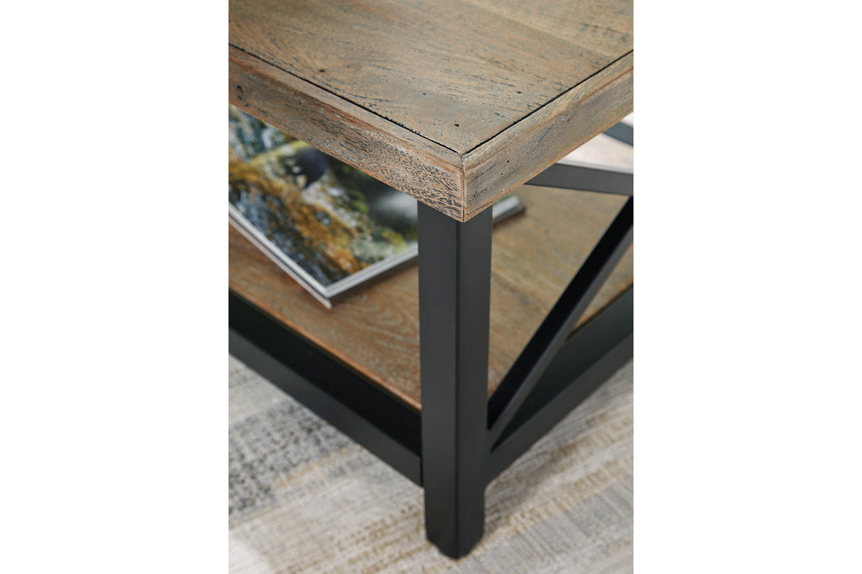 Bristenfort Brown/Black Coffee Table and 2 End Tables